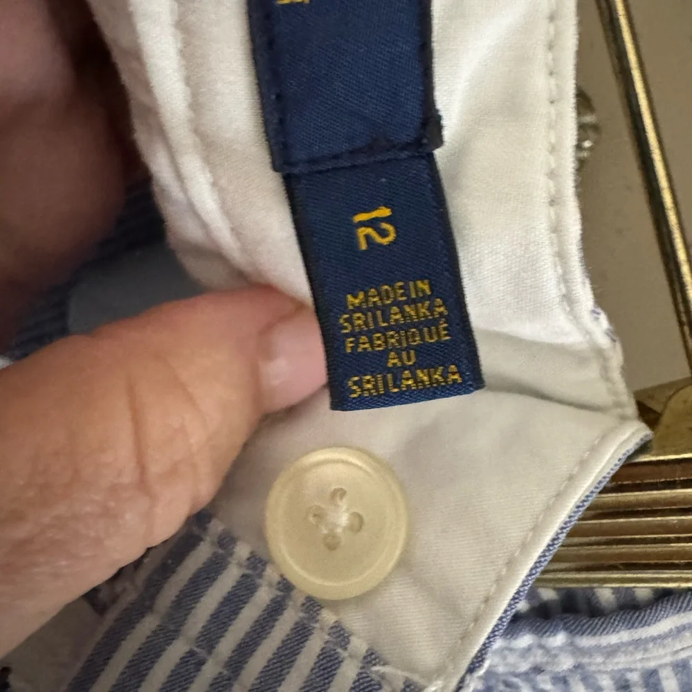 Ralph Lauren Blue and White Striped Polo Shorts seersucker 3” inseam - Picture 5 of 8